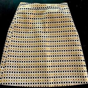 Gold and navy polka dotted skirt. Excellent condition/never worn. Size 6.